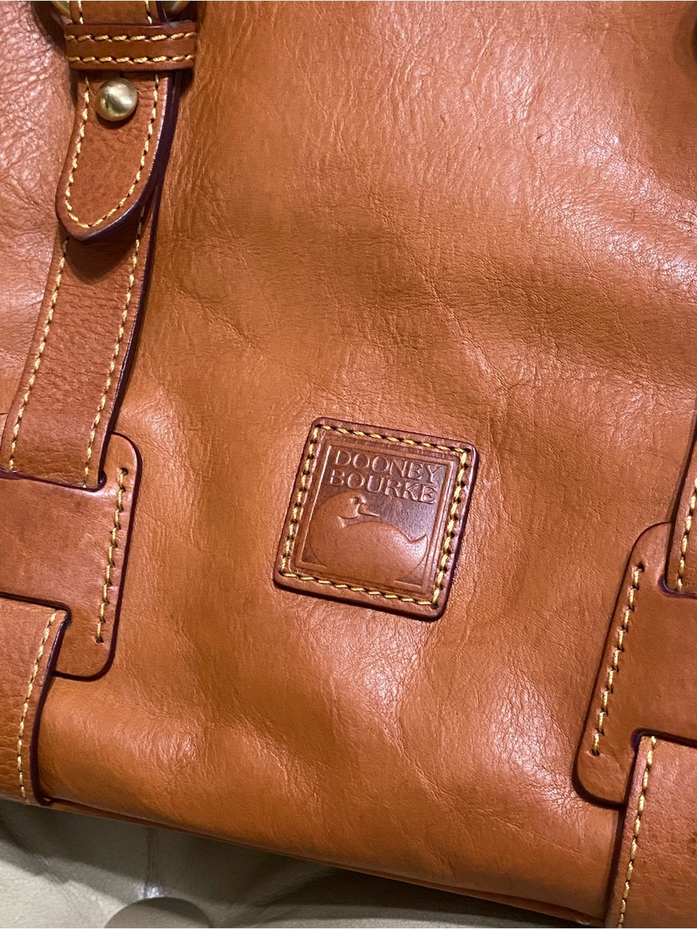 Dooney & Bourke LARGE Framed Doctor Bag Florentine Mitchell Leather Whipstitch - Picture 11 of 16